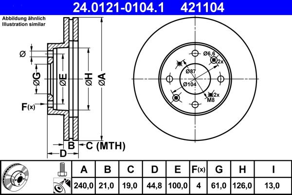 ATE 24.0121-0104.1 - Bremsscheibe alexcarstop-ersatzteile.com