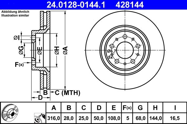 ATE 24.0128-0144.1 - Bremsscheibe alexcarstop-ersatzteile.com