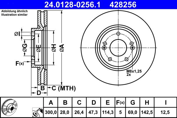 ATE 24.0128-0256.1 - Bremsscheibe alexcarstop-ersatzteile.com