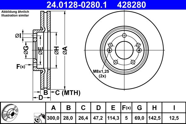 ATE 24.0128-0280.1 - Bremsscheibe alexcarstop-ersatzteile.com