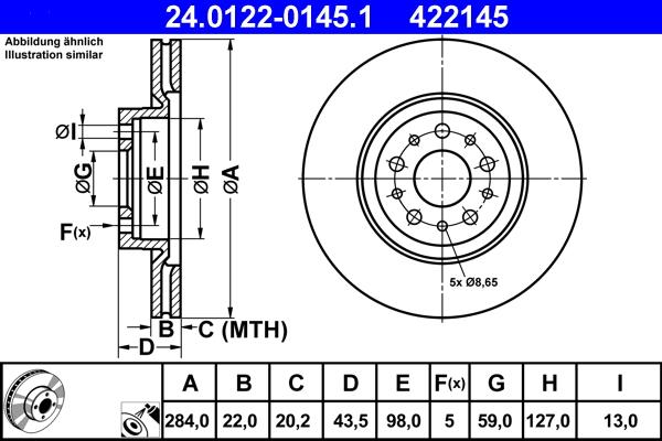 ATE 24.0122-0145.1 - Bremsscheibe alexcarstop-ersatzteile.com