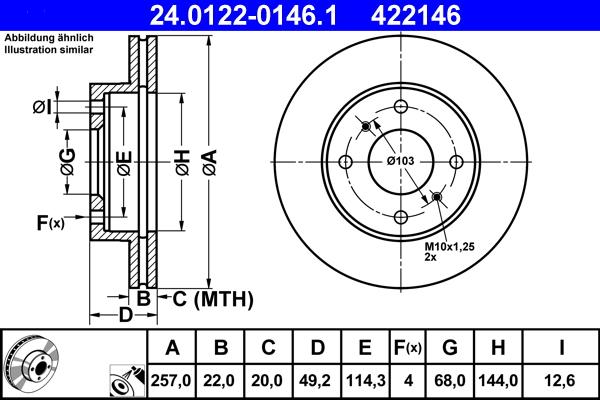 ATE 24.0122-0146.1 - Bremsscheibe alexcarstop-ersatzteile.com