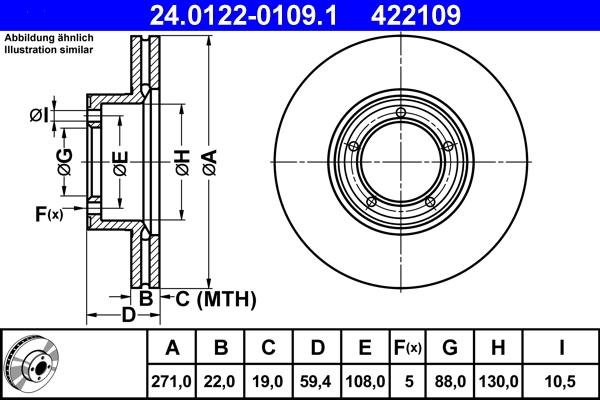 ATE 24.0122-0109.1 - Bremsscheibe alexcarstop-ersatzteile.com