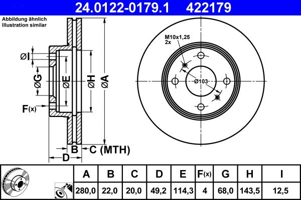 ATE 24.0122-0179.1 - Bremsscheibe alexcarstop-ersatzteile.com