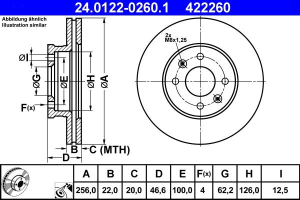 ATE 24.0122-0260.1 - Bremsscheibe alexcarstop-ersatzteile.com