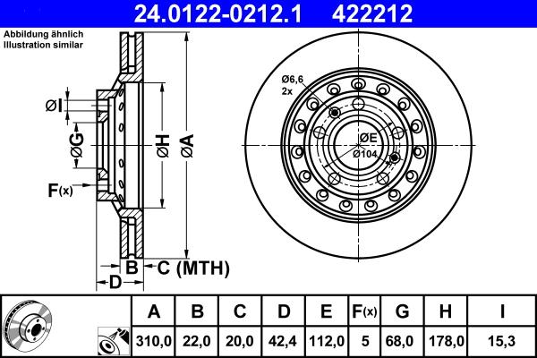 ATE 24.0122-0212.1 - Bremsscheibe alexcarstop-ersatzteile.com