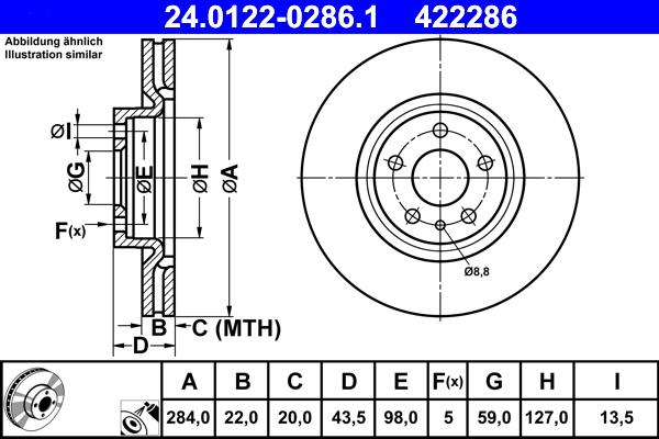 ATE 24.0122-0286.1 - Bremsscheibe alexcarstop-ersatzteile.com