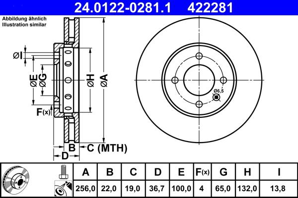 ATE 24.0122-0281.1 - Bremsscheibe alexcarstop-ersatzteile.com