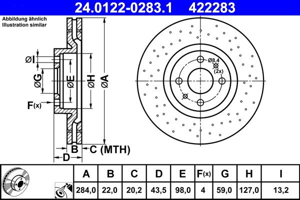 ATE 24.0122-0283.1 - Bremsscheibe alexcarstop-ersatzteile.com