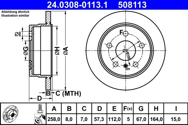 ATE 24.0308-0113.1 - Bremsscheibe alexcarstop-ersatzteile.com