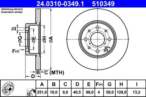 ATE 24.0310-0349.1 - Bremsscheibe alexcarstop-ersatzteile.com