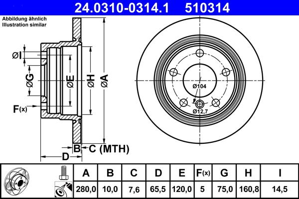 ATE 24.0310-0314.1 - Bremsscheibe alexcarstop-ersatzteile.com