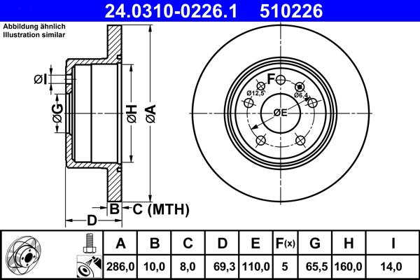 ATE 24.0310-0226.1 - Bremsscheibe alexcarstop-ersatzteile.com