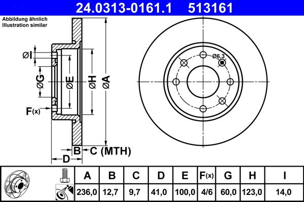 ATE 24.0313-0161.1 - Bremsscheibe alexcarstop-ersatzteile.com