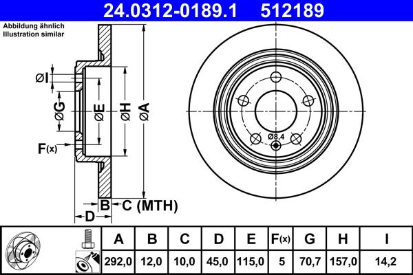 ATE 24.0312-0189.1 - Bremsscheibe alexcarstop-ersatzteile.com