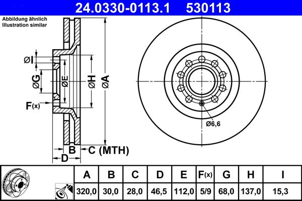 ATE 24.0330-0113.1 - Bremsscheibe alexcarstop-ersatzteile.com