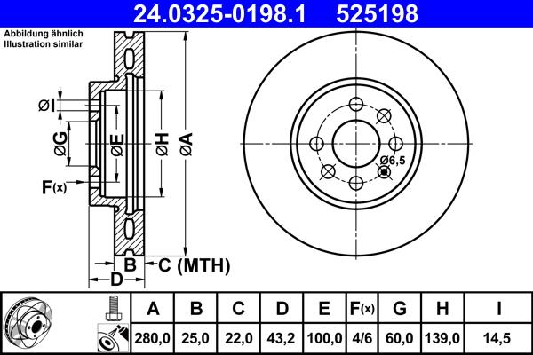 ATE 24.0325-0198.1 - Bremsscheibe alexcarstop-ersatzteile.com