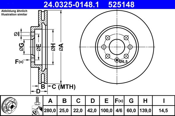 ATE 24.0325-0148.1 - Bremsscheibe alexcarstop-ersatzteile.com