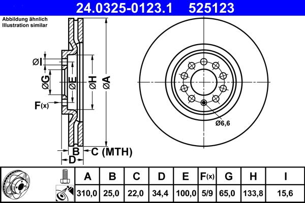 ATE 24.0325-0123.1 - Bremsscheibe alexcarstop-ersatzteile.com