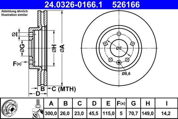 ATE 24.0326-0166.1 - Bremsscheibe alexcarstop-ersatzteile.com