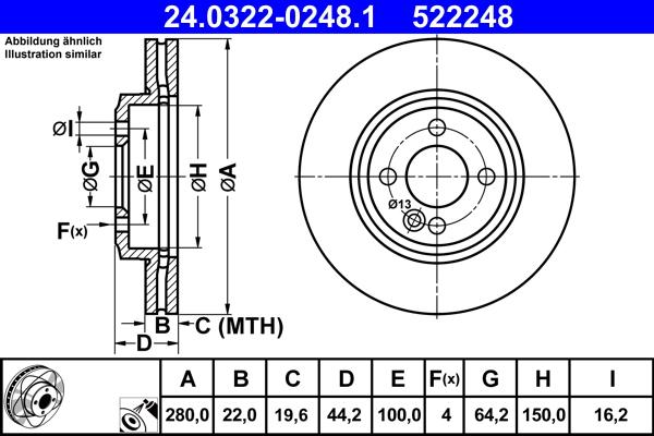 ATE 24.0322-0248.1 - Bremsscheibe alexcarstop-ersatzteile.com