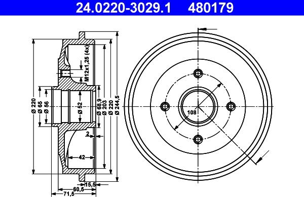 ATE 24.0220-3029.1 - Bremstrommel alexcarstop-ersatzteile.com