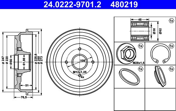 ATE 24.0222-9701.2 - Bremstrommel alexcarstop-ersatzteile.com