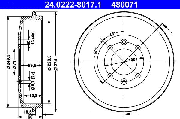 ATE 24.0222-8017.1 - Bremstrommel alexcarstop-ersatzteile.com