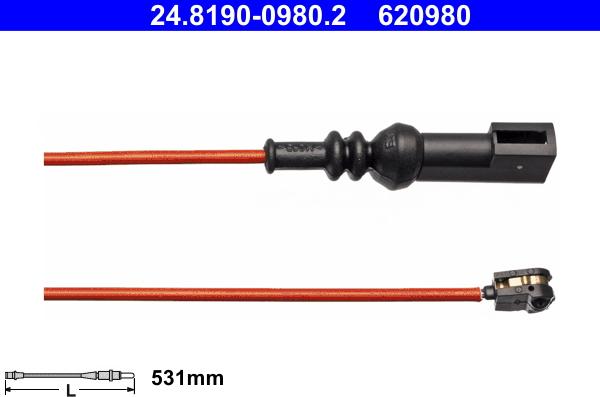 ATE 24.8190-0980.2 - Warnkontakt, Bremsbelagverschleiß alexcarstop-ersatzteile.com