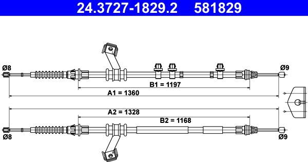 ATE 24.3727-1829.2 - Seilzug, Feststellbremse alexcarstop-ersatzteile.com