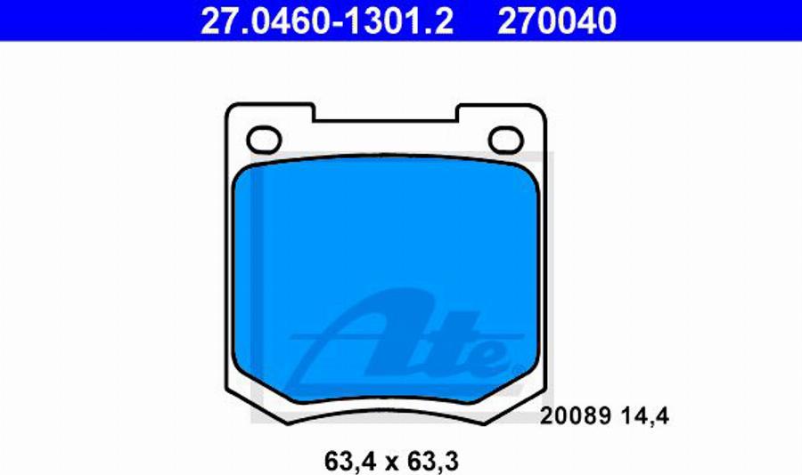 ATE 270040 - Bremsbelagsatz, Scheibenbremse alexcarstop-ersatzteile.com