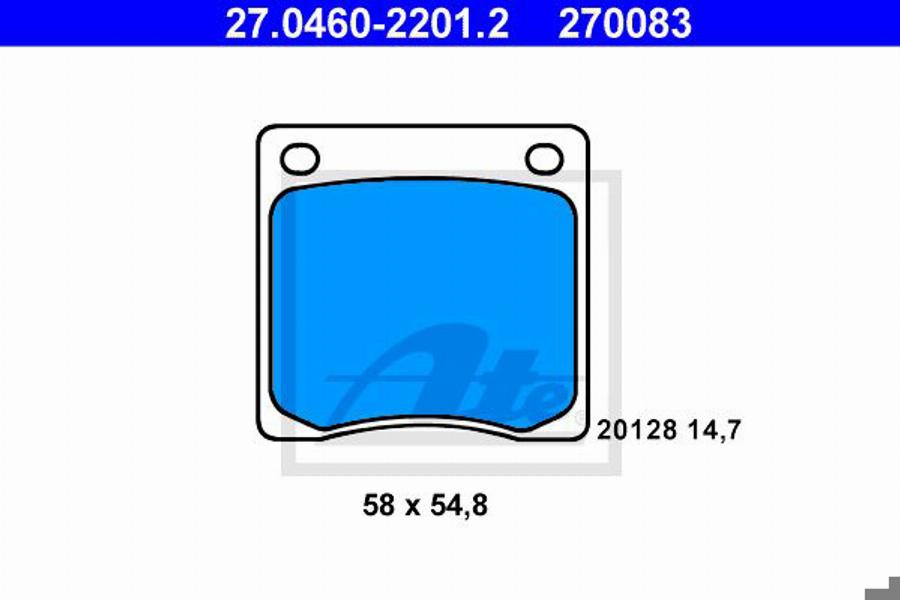 ATE 270083 - Bremsbelagsatz, Scheibenbremse alexcarstop-ersatzteile.com