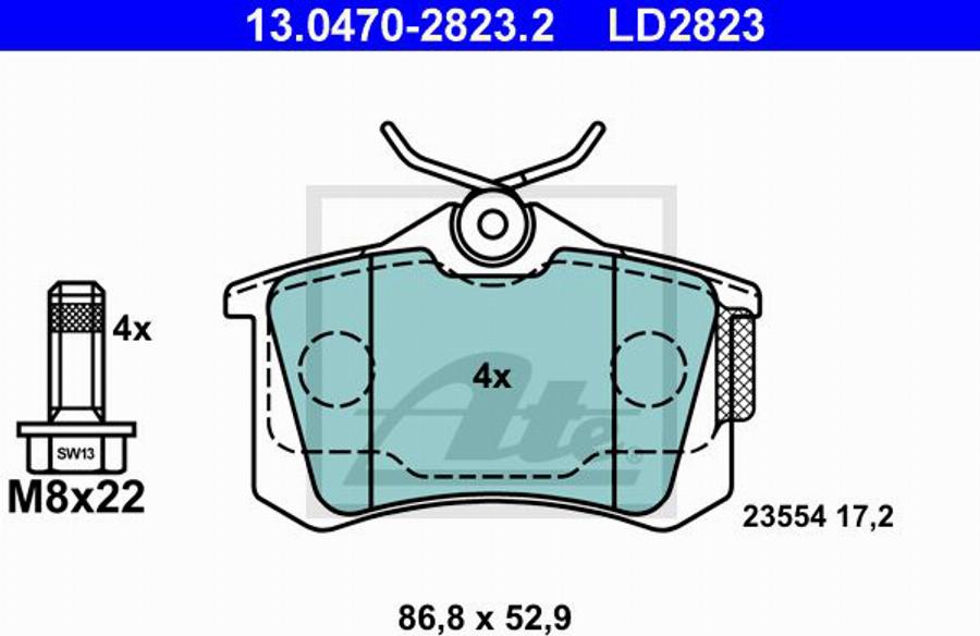 ATE LD2823 - Bremsbelagsatz, Scheibenbremse alexcarstop-ersatzteile.com