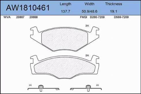 Aywiparts AW1810461 - Bremsbelagsatz, Scheibenbremse alexcarstop-ersatzteile.com