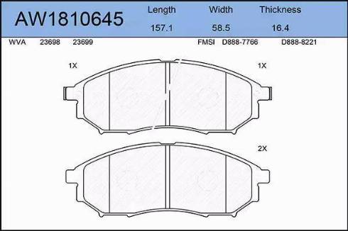 Aywiparts AW1810645 - Bremsbelagsatz, Scheibenbremse alexcarstop-ersatzteile.com