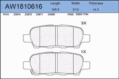 Aywiparts AW1810616 - Bremsbelagsatz, Scheibenbremse alexcarstop-ersatzteile.com