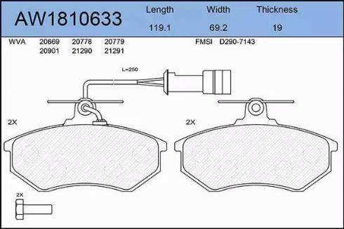 Aywiparts AW1810633 - Bremsbelagsatz, Scheibenbremse alexcarstop-ersatzteile.com