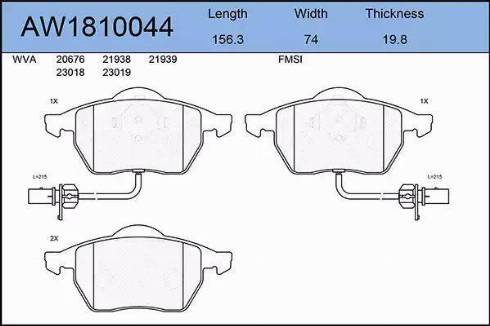 Aywiparts AW1810044 - Bremsbelagsatz, Scheibenbremse alexcarstop-ersatzteile.com