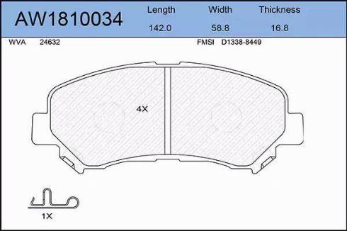 Aywiparts AW1810034 - Bremsbelagsatz, Scheibenbremse alexcarstop-ersatzteile.com