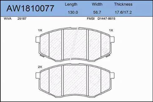 Aywiparts AW1810077 - Bremsbelagsatz, Scheibenbremse alexcarstop-ersatzteile.com