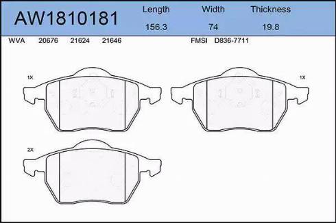 Aywiparts AW1810181 - Bremsbelagsatz, Scheibenbremse alexcarstop-ersatzteile.com