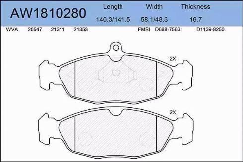 Aywiparts AW1810280 - Bremsbelagsatz, Scheibenbremse alexcarstop-ersatzteile.com