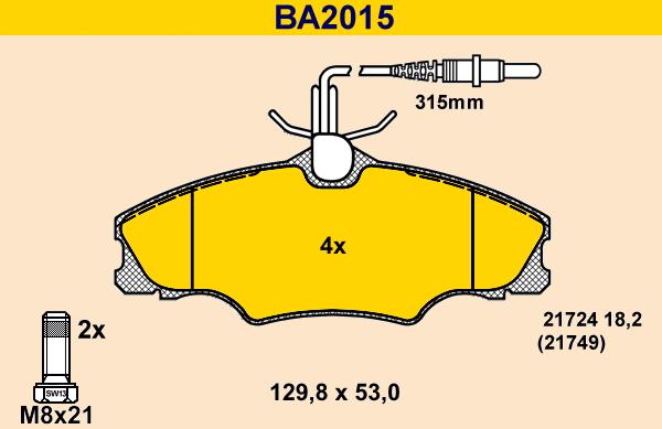 Barum BA2015 - Bremsbelagsatz, Scheibenbremse alexcarstop-ersatzteile.com