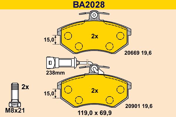 Barum BA2028 - Bremsbelagsatz, Scheibenbremse alexcarstop-ersatzteile.com