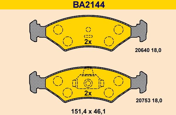 Barum BA2144 - Bremsbelagsatz, Scheibenbremse alexcarstop-ersatzteile.com