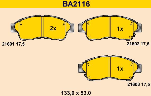 Barum BA2116 - Bremsbelagsatz, Scheibenbremse alexcarstop-ersatzteile.com