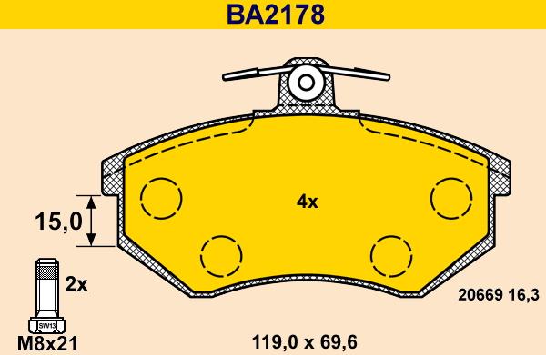 Barum BA2178 - Bremsbelagsatz, Scheibenbremse alexcarstop-ersatzteile.com