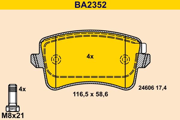 Barum BA2352 - Bremsbelagsatz, Scheibenbremse alexcarstop-ersatzteile.com