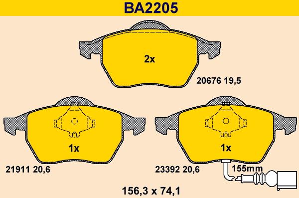 Barum BA2205 - Bremsbelagsatz, Scheibenbremse alexcarstop-ersatzteile.com