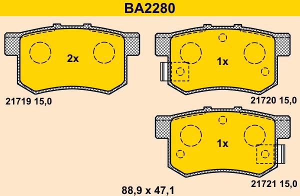 Barum BA2280 - Bremsbelagsatz, Scheibenbremse alexcarstop-ersatzteile.com